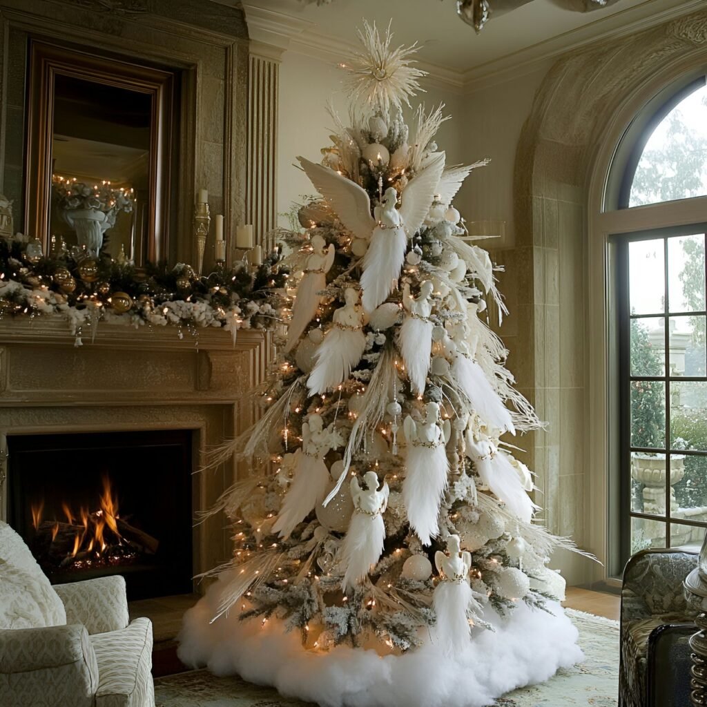 25. Angel-Themed Christmas Tree: Heavenly Décor for a Serene Holiday