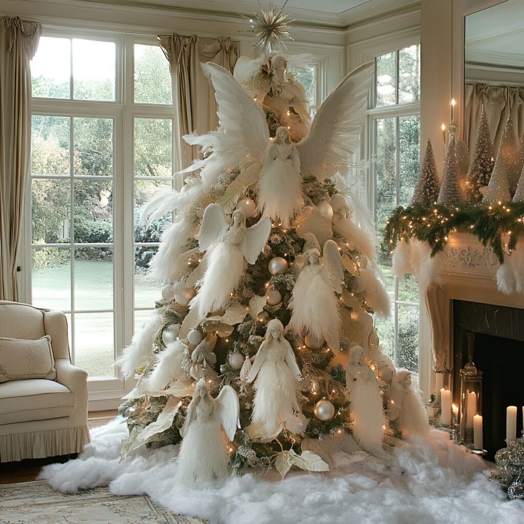 25. Angel-Themed Christmas Tree: Heavenly Décor for a Serene Holiday