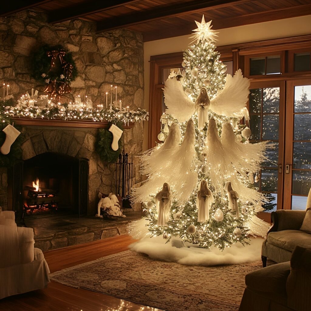 25. Angel-Themed Christmas Tree: Heavenly Décor for a Serene Holiday