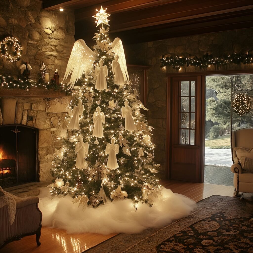 25. Angel-Themed Christmas Tree: Heavenly Décor for a Serene Holiday