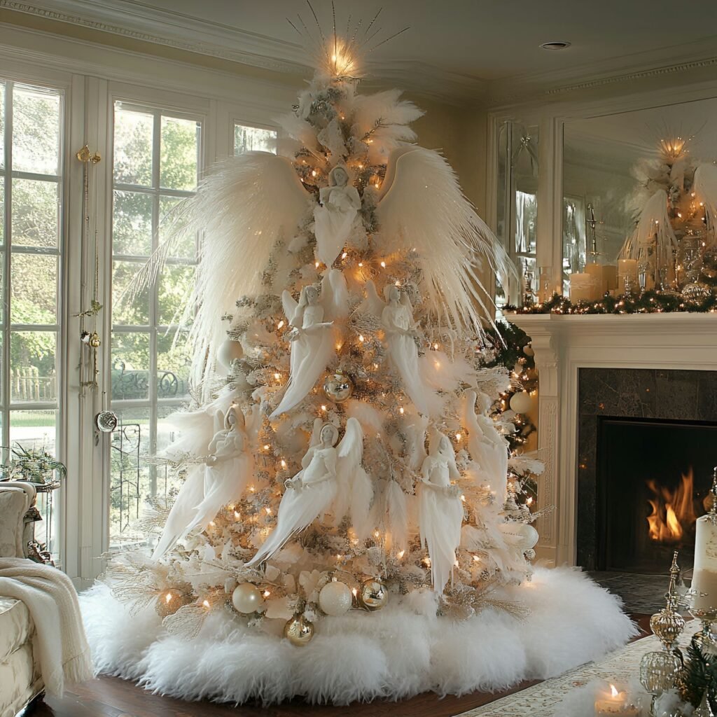 25. Angel-Themed Christmas Tree: Heavenly Décor for a Serene Holiday