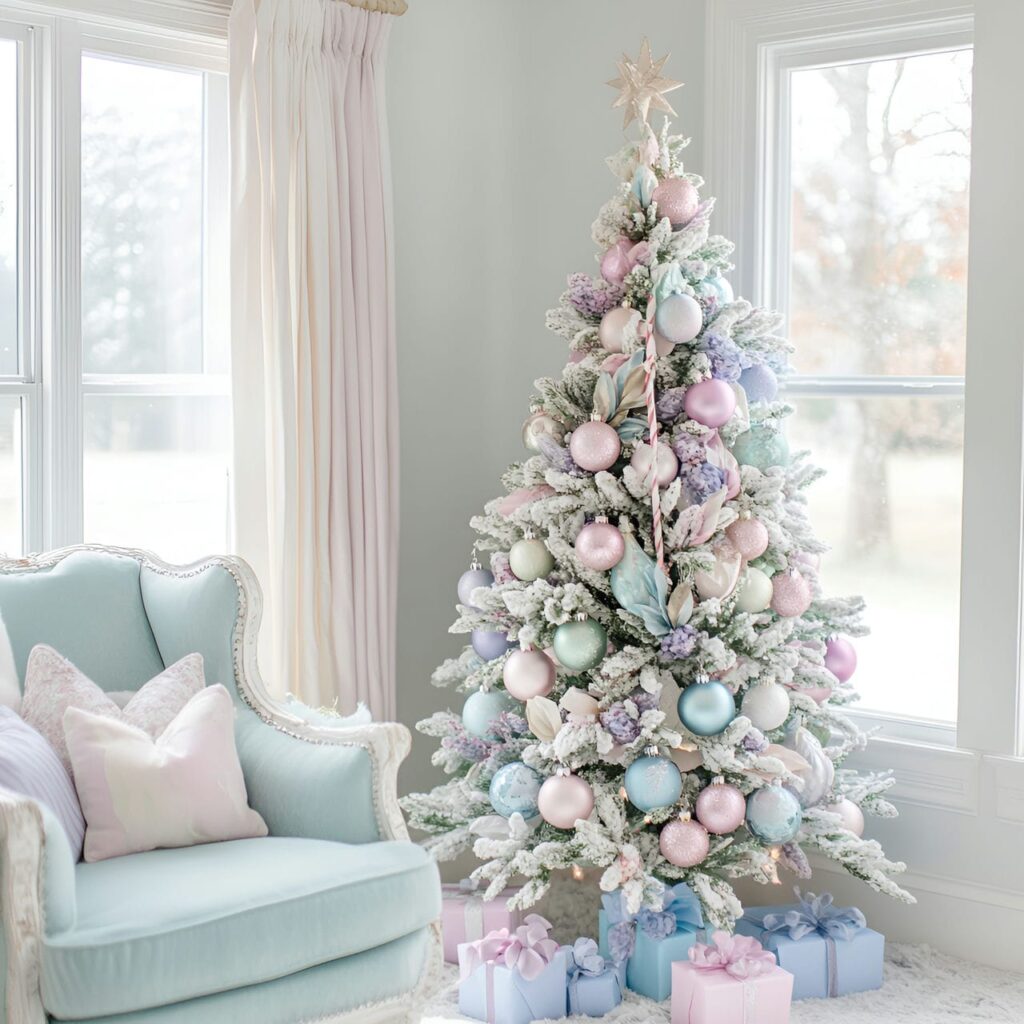 10. Soft Pastel Multi-Colored Tree with Subtle Ornaments