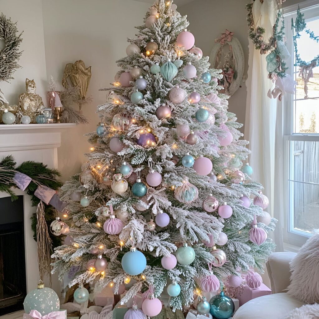 10. Soft Pastel Multi-Colored Tree with Subtle Ornaments