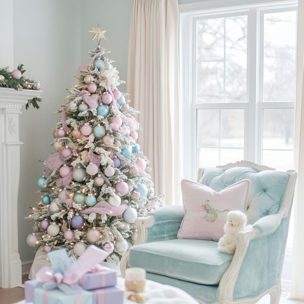 10. Soft Pastel Multi-Colored Tree with Subtle Ornaments