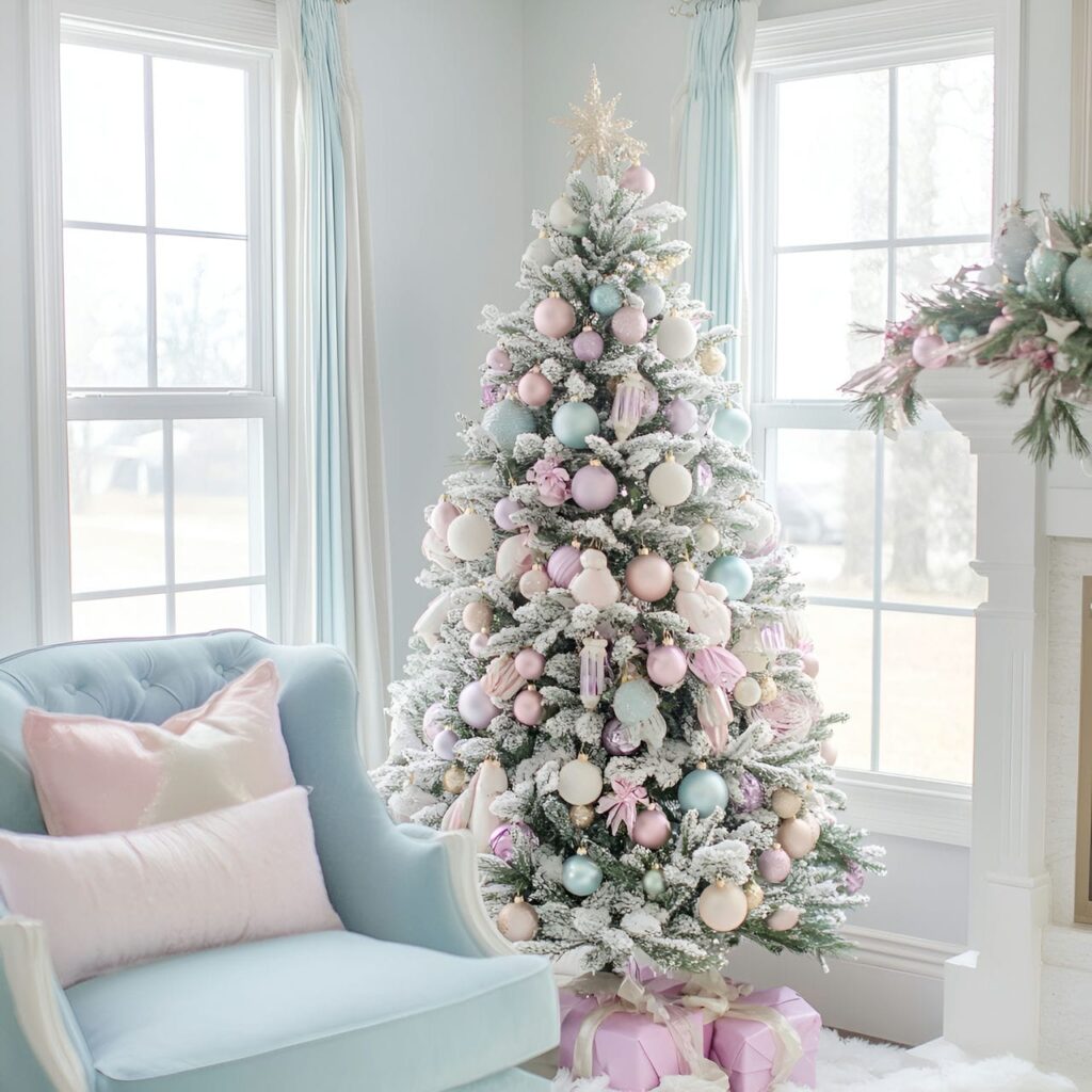 10. Soft Pastel Multi-Colored Tree with Subtle Ornaments