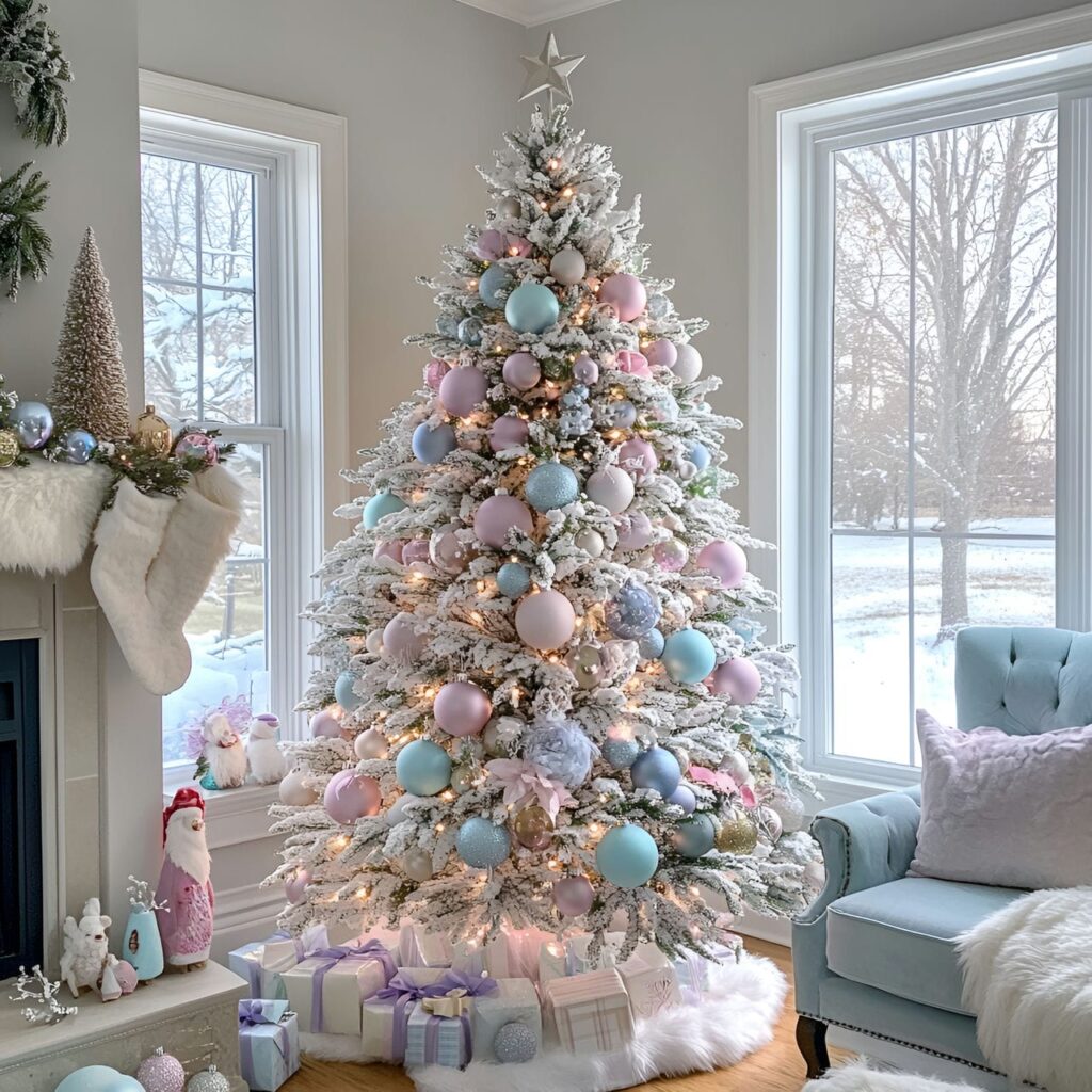 10. Soft Pastel Multi-Colored Tree with Subtle Ornaments