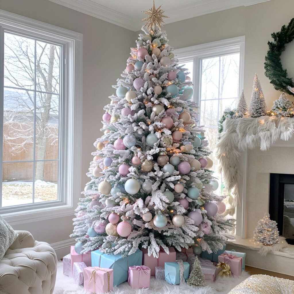 10. Soft Pastel Multi-Colored Tree with Subtle Ornaments