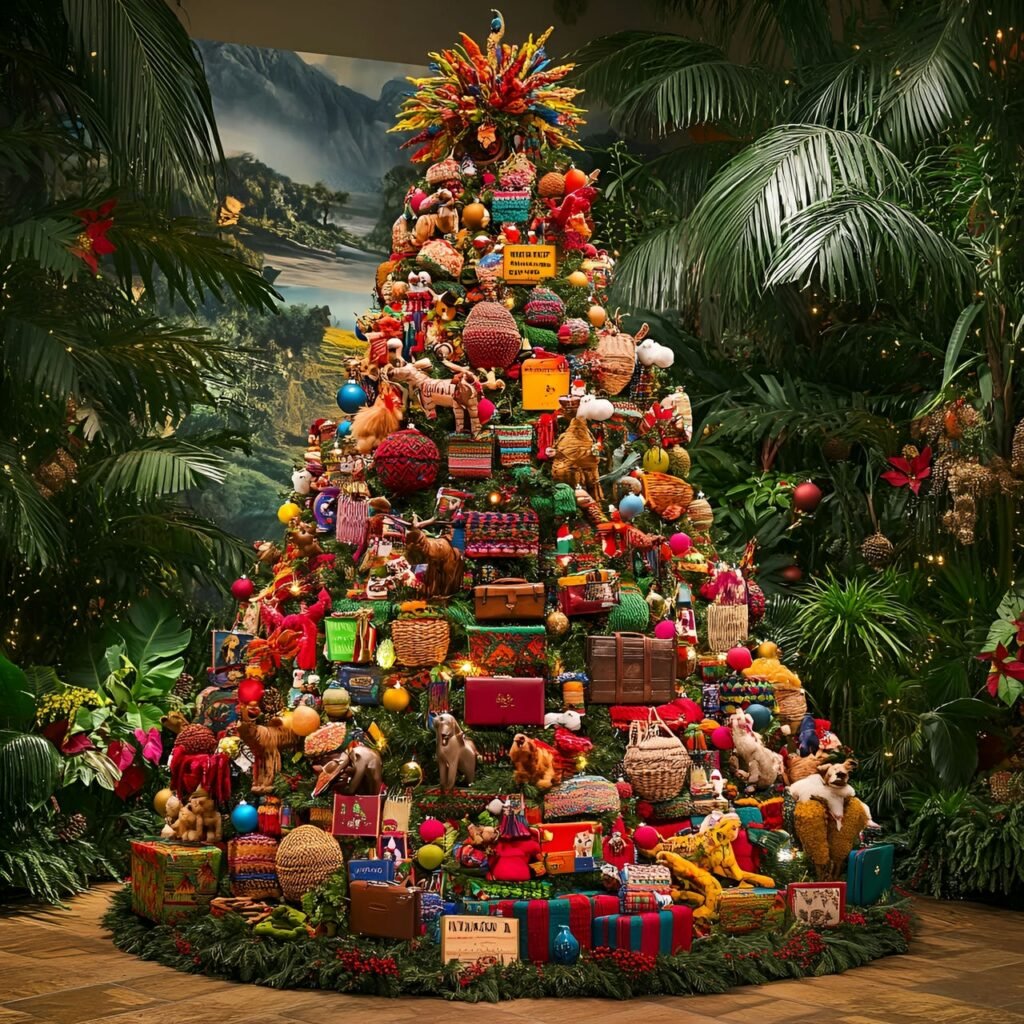 30. Travel-Inspired Christmas Tree: Journey Around the World in Festive Style