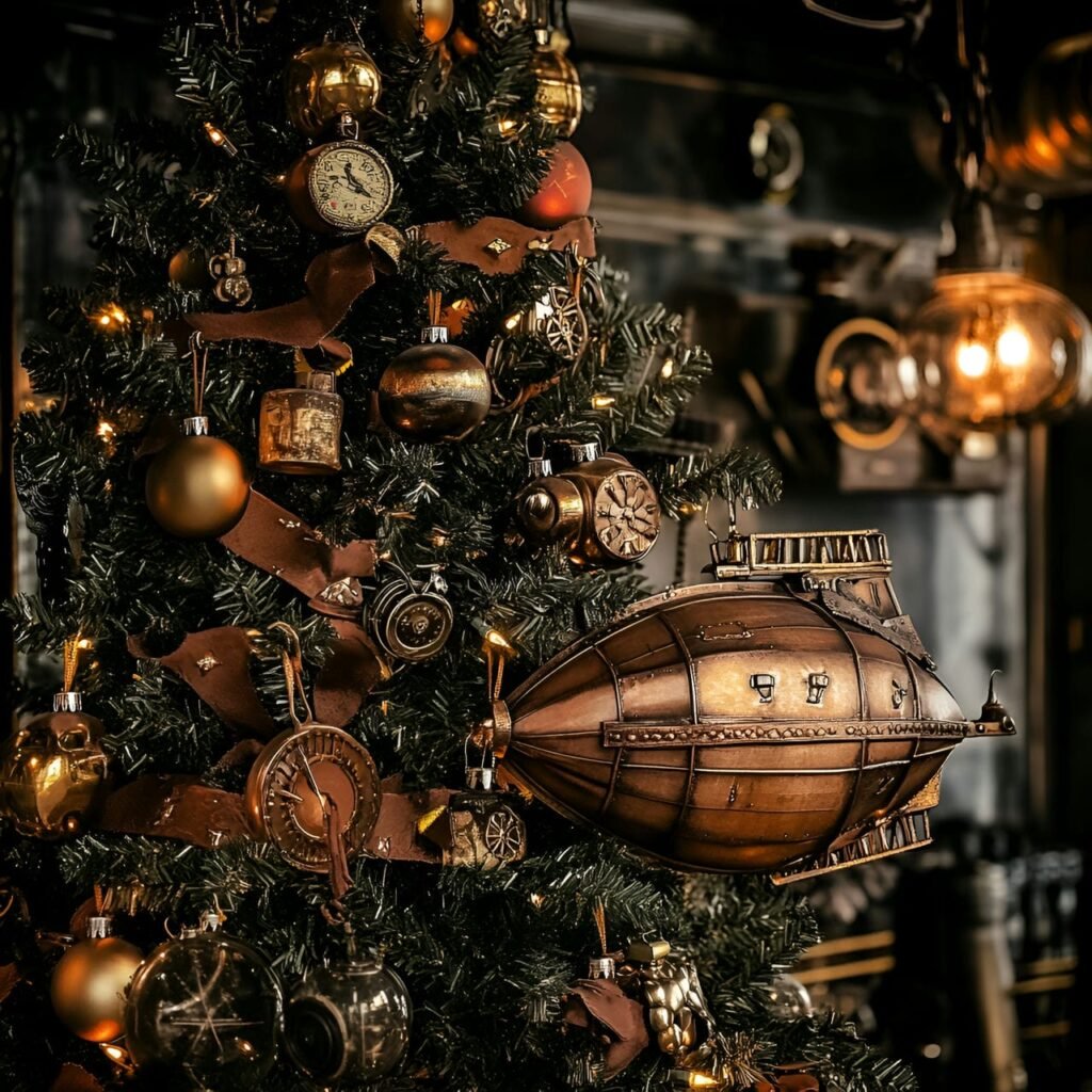 19. Steampunk Christmas Tree: A Whimsical Blend of Vintage and Futuristic Holiday Décor