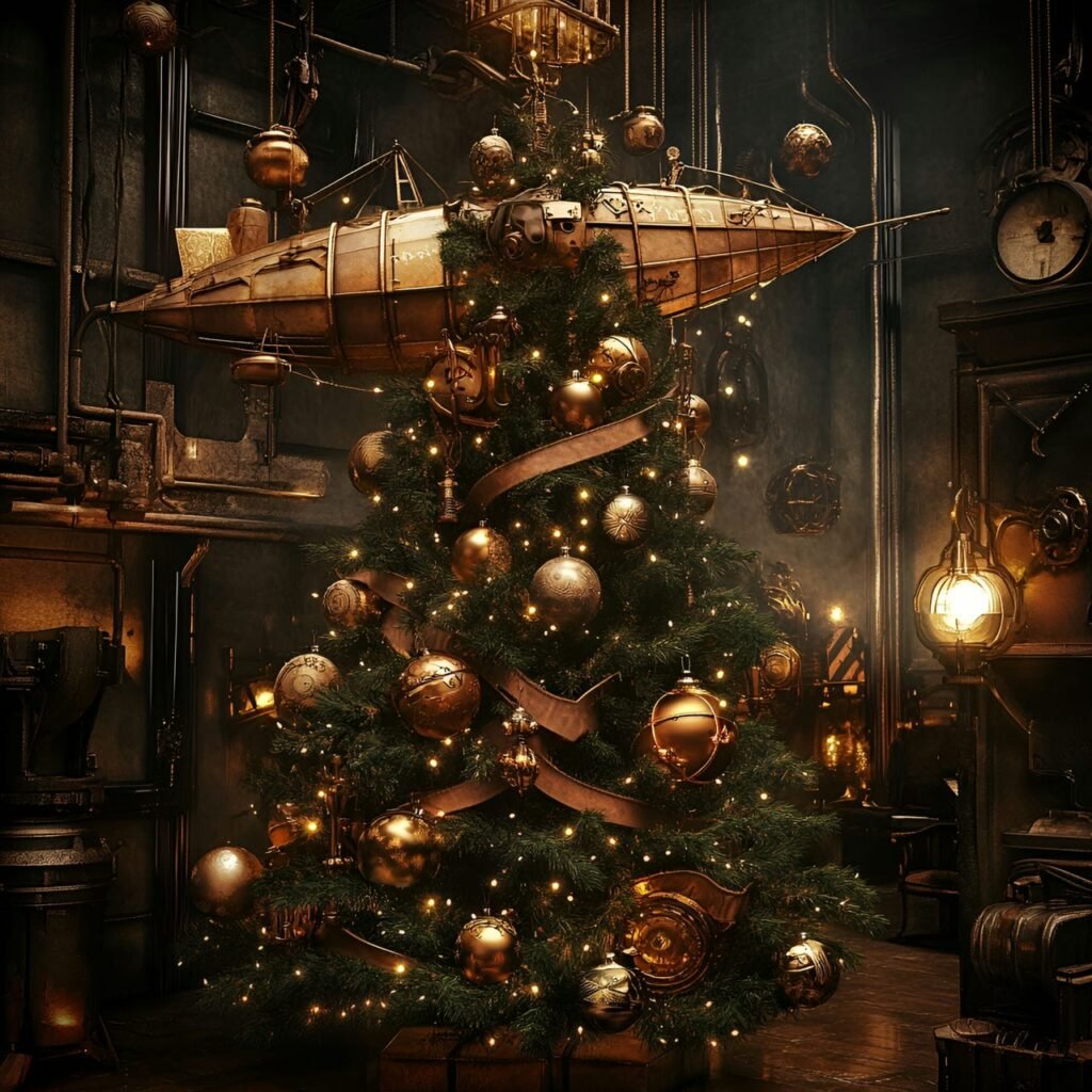 19. Steampunk Christmas Tree: A Whimsical Blend of Vintage and Futuristic Holiday Décor