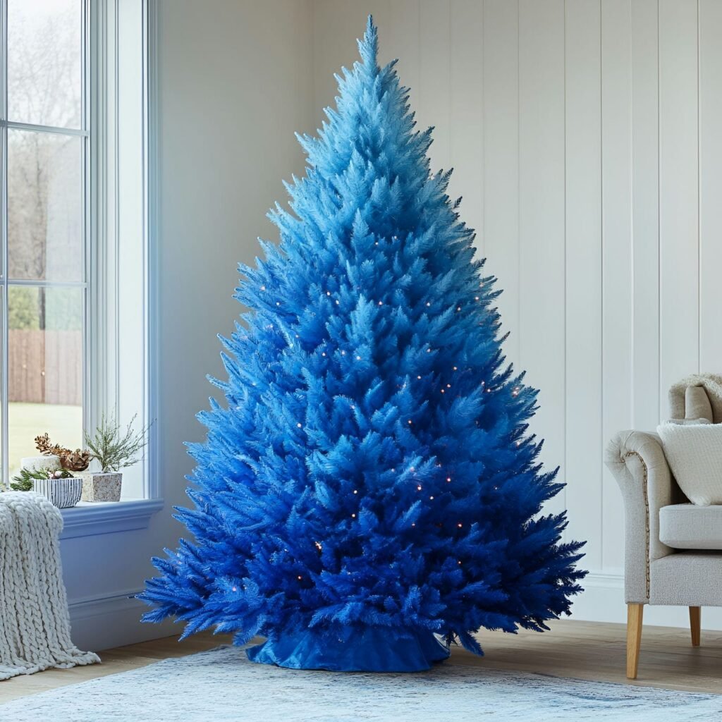 19. Stunning Blue Gradient Christmas Tree with an Ombre Effect