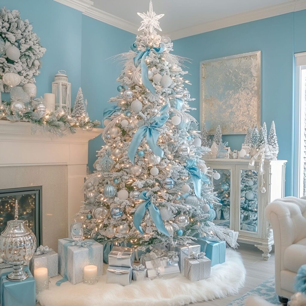 19. Tiffany-Inspired Pastel Christmas Elegance with Blue and Silver