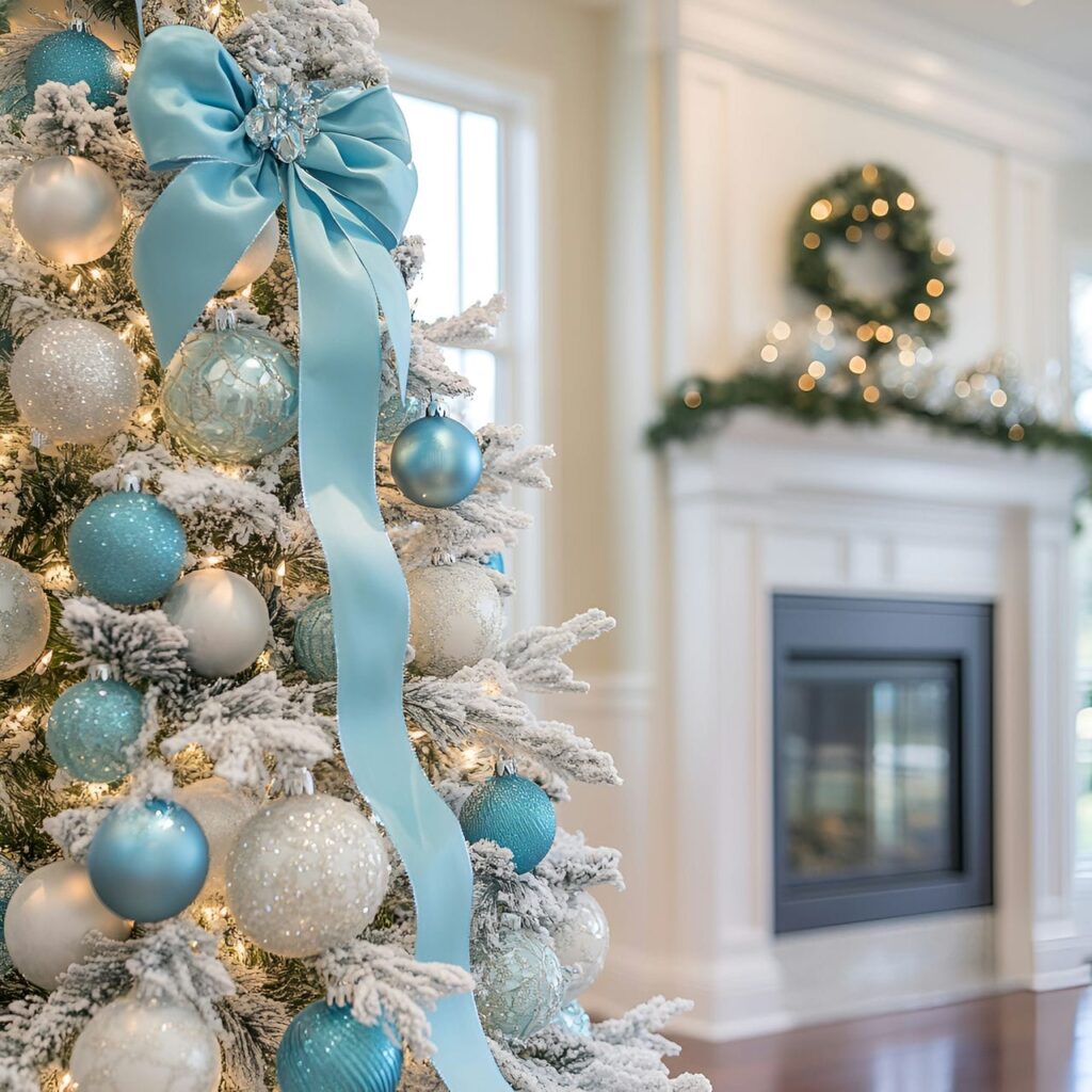 19. Tiffany-Inspired Pastel Christmas Elegance with Blue and Silver