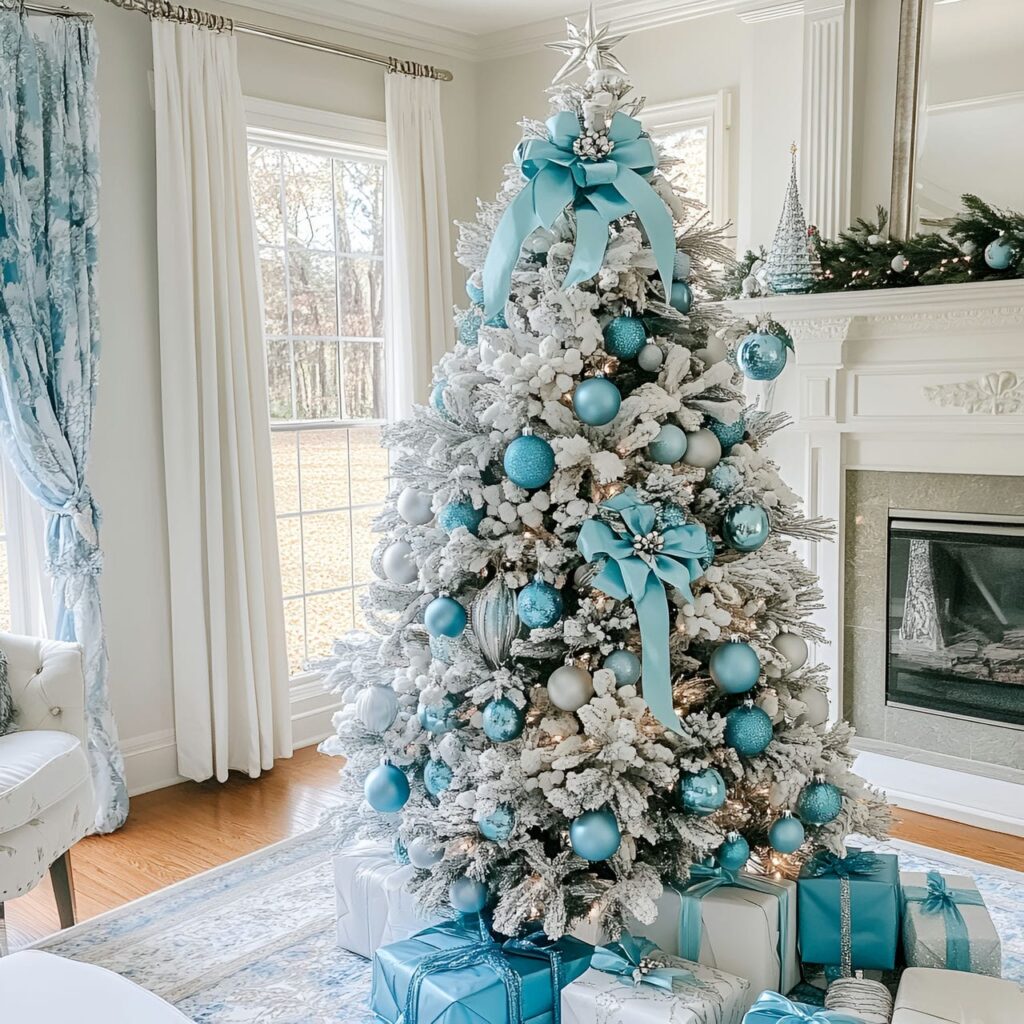 19. Tiffany-Inspired Pastel Christmas Elegance with Blue and Silver