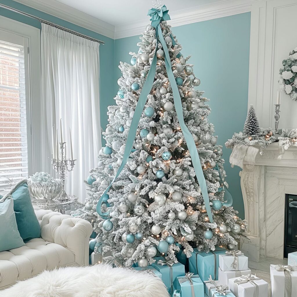 19. Tiffany-Inspired Pastel Christmas Elegance with Blue and Silver