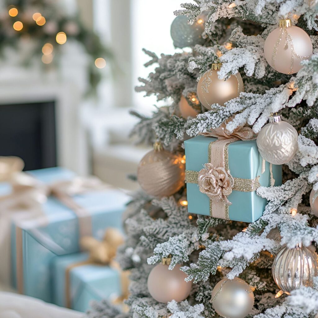 19. Tiffany-Inspired Pastel Christmas Elegance with Blue and Silver