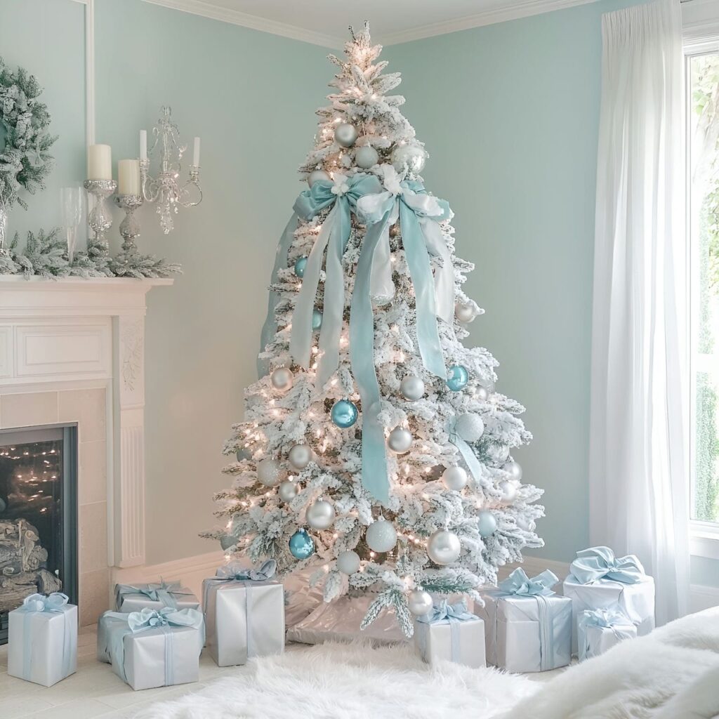 19. Tiffany-Inspired Pastel Christmas Elegance with Blue and Silver