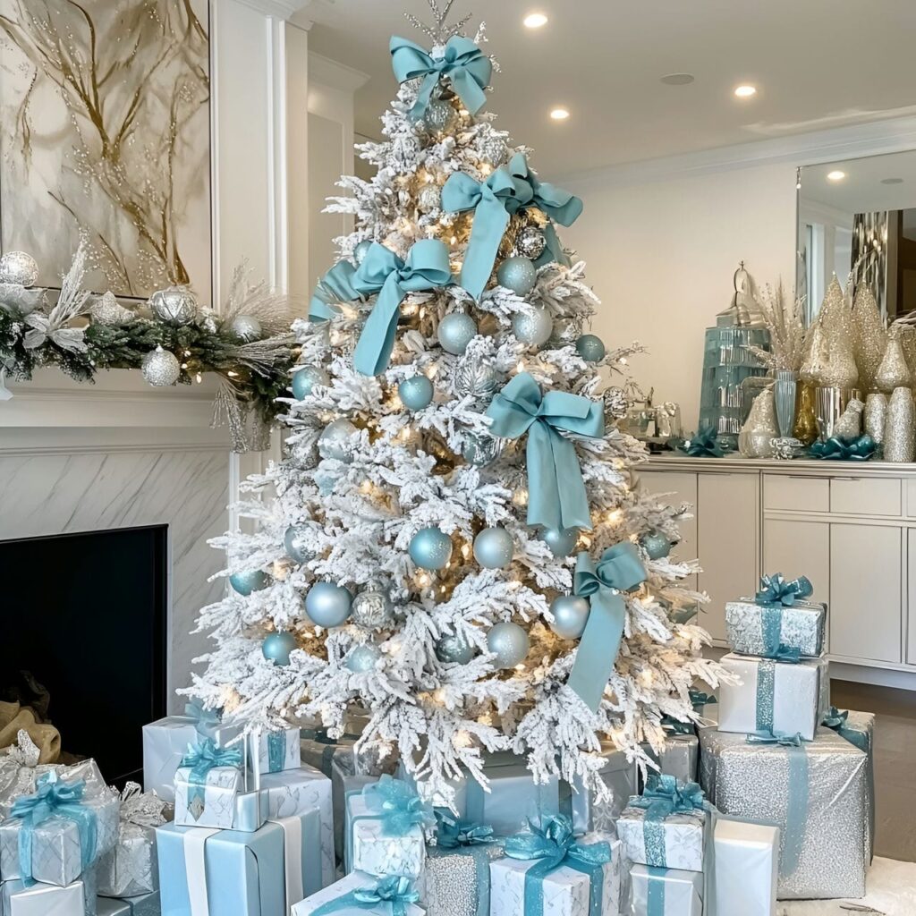 19. Tiffany-Inspired Pastel Christmas Elegance with Blue and Silver