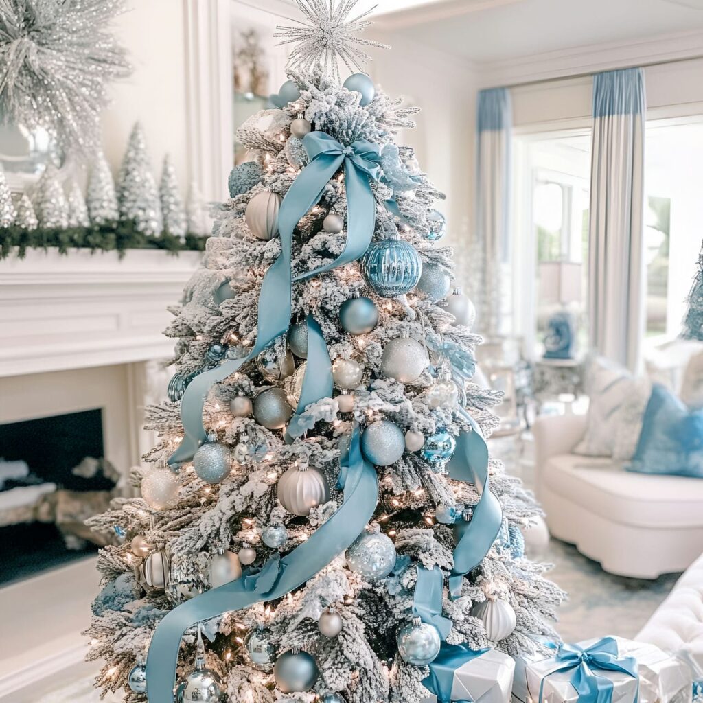 19. Tiffany-Inspired Pastel Christmas Elegance with Blue and Silver