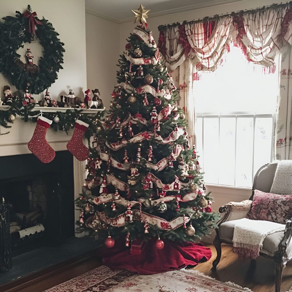 21. Tin Soldiers and Candy Cane Tree with Ribbon Garlands