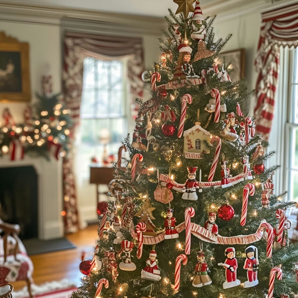 21. Tin Soldiers and Candy Cane Tree with Ribbon Garlands