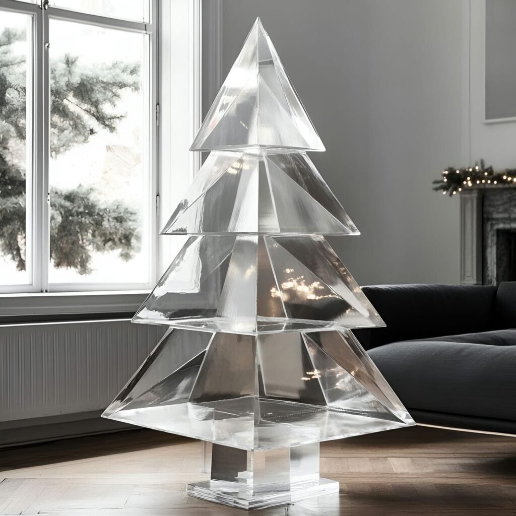 23. Transparent Acrylic Tree with a Modern, Minimalist Appeal