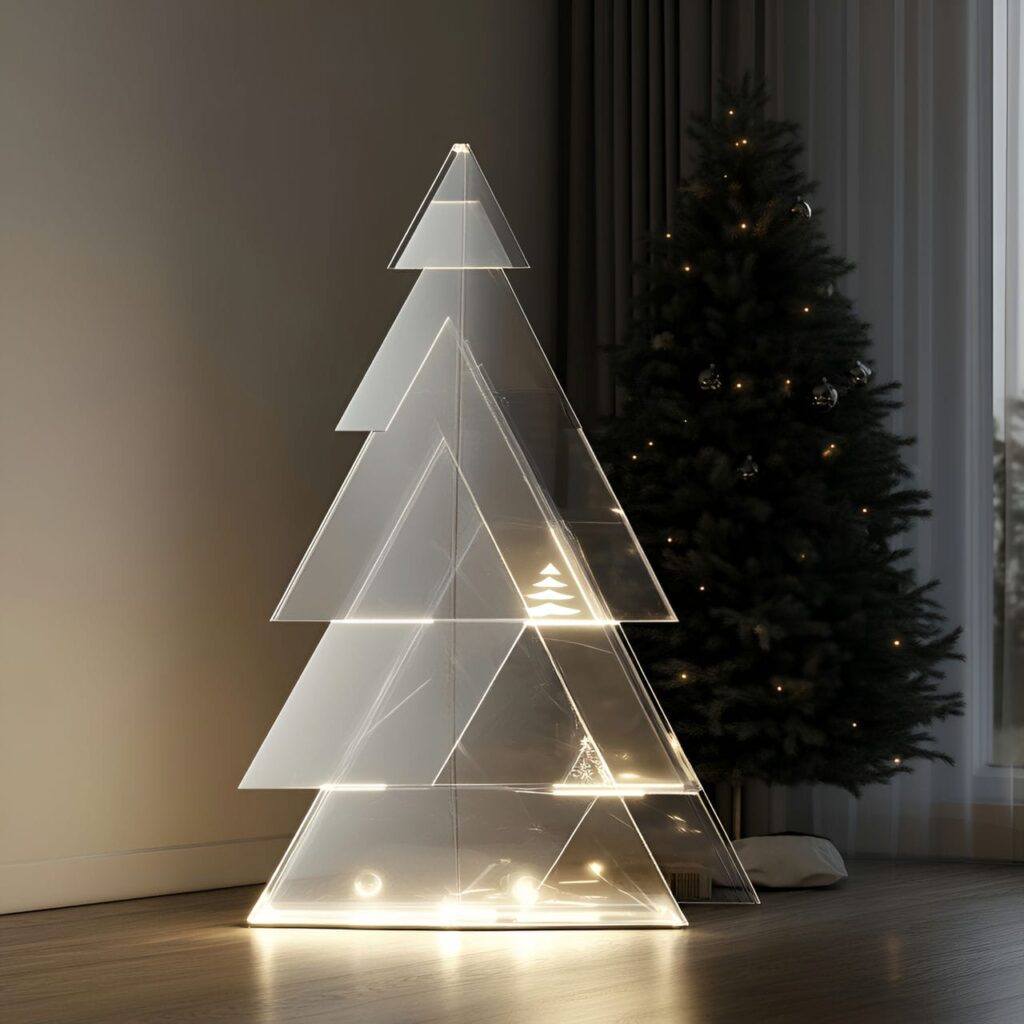 23. Transparent Acrylic Tree with a Modern, Minimalist Appeal