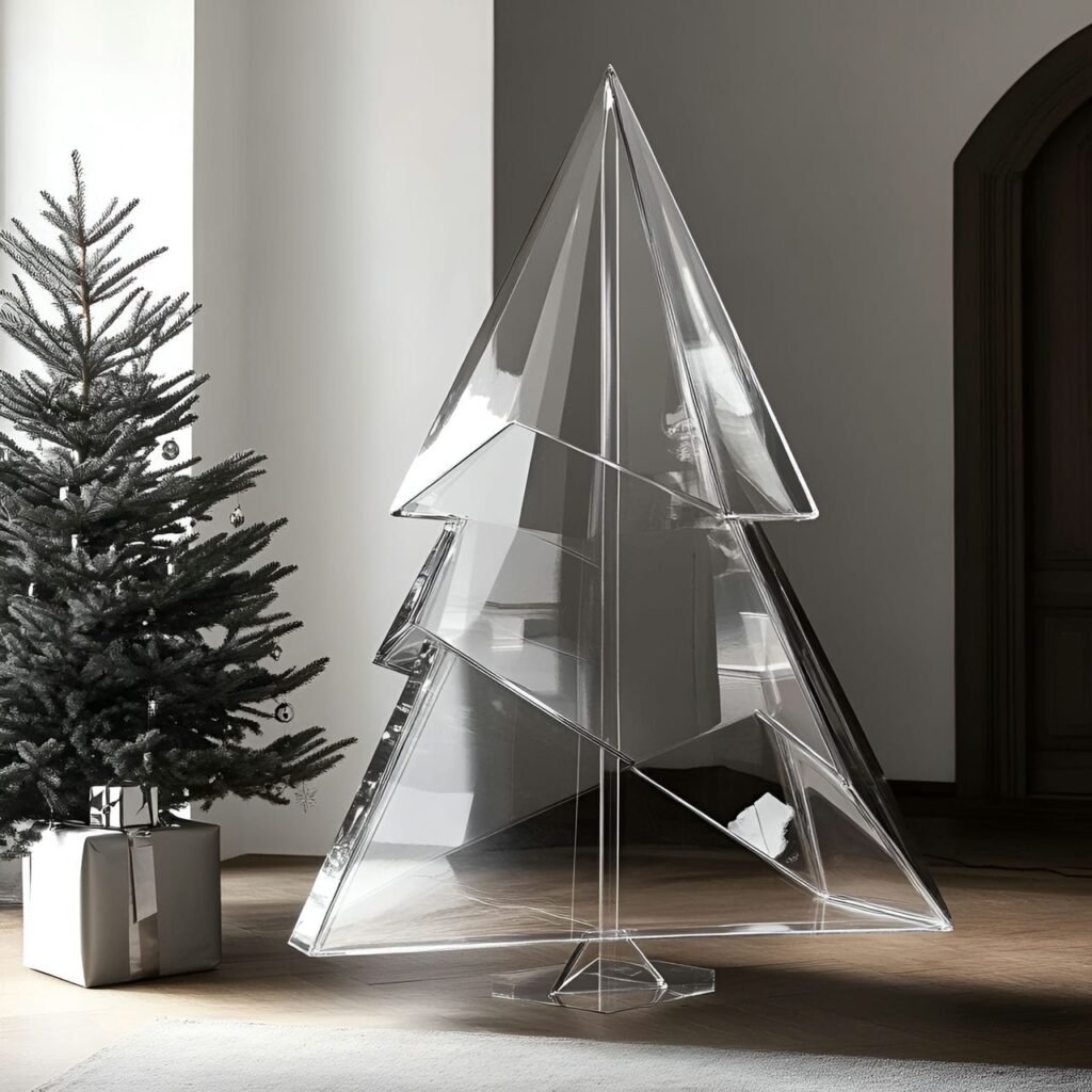 23. Transparent Acrylic Tree with a Modern, Minimalist Appeal