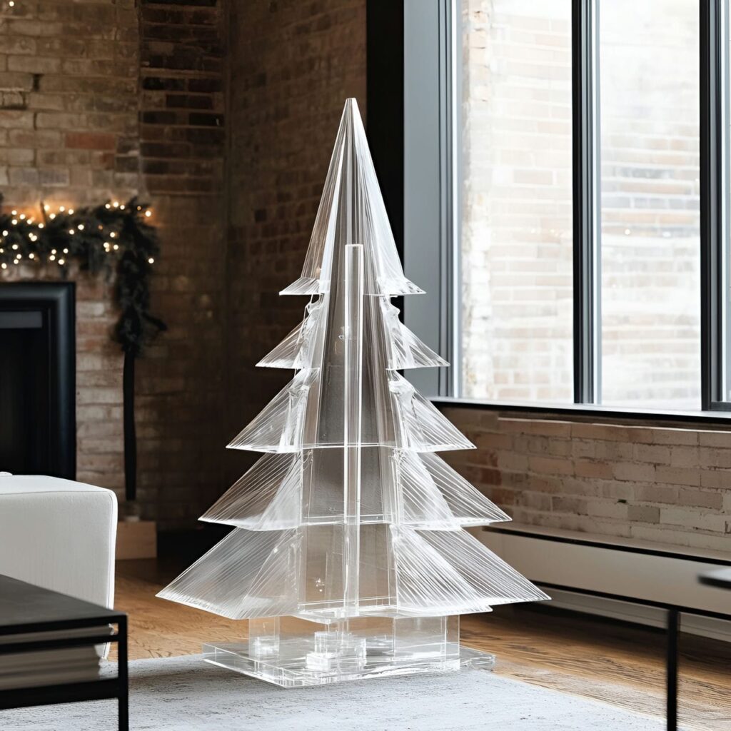 23. Transparent Acrylic Tree with a Modern, Minimalist Appeal