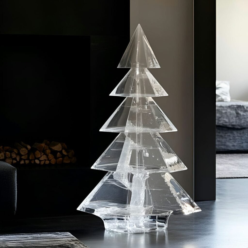 23. Transparent Acrylic Tree with a Modern, Minimalist Appeal