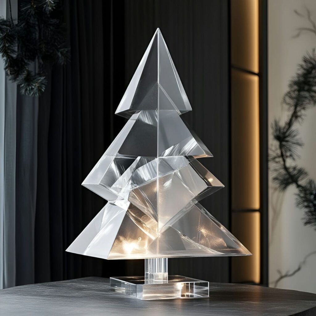 23. Transparent Acrylic Tree with a Modern, Minimalist Appeal