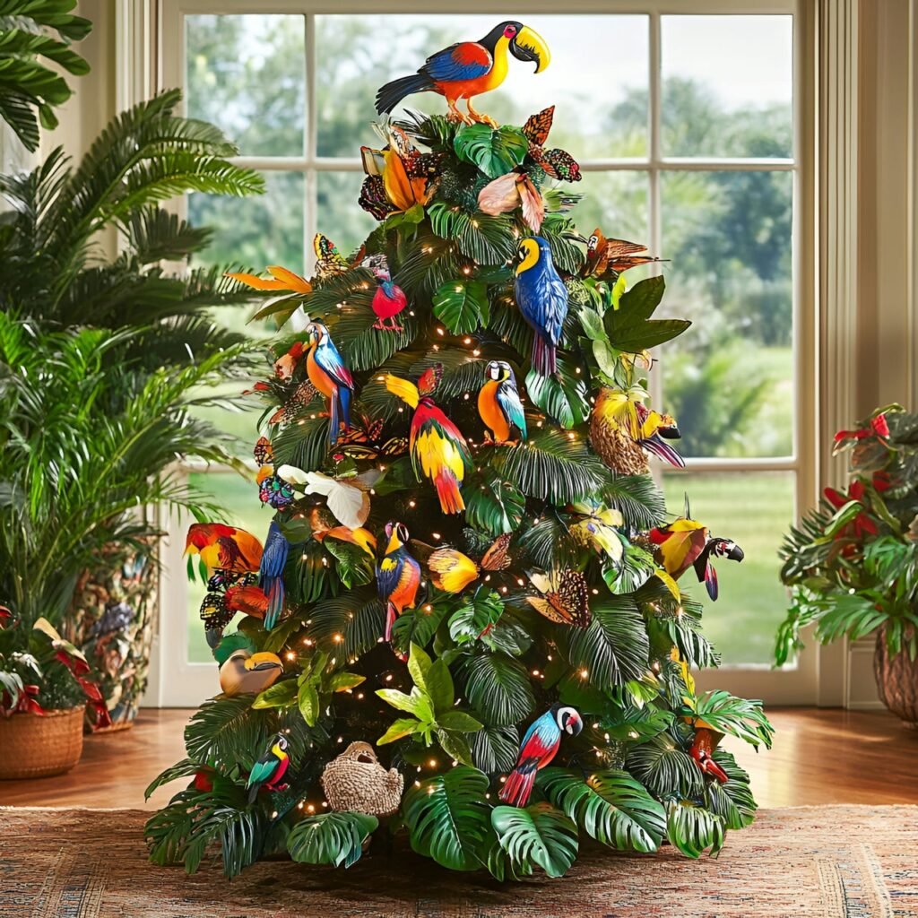 21. Wildlife and Nature Christmas Tree: Rustic and Earthy Holiday Décor Ideas