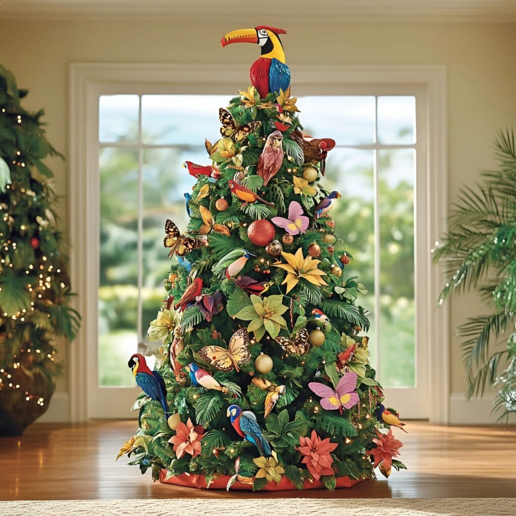 21. Wildlife and Nature Christmas Tree: Rustic and Earthy Holiday Décor Ideas