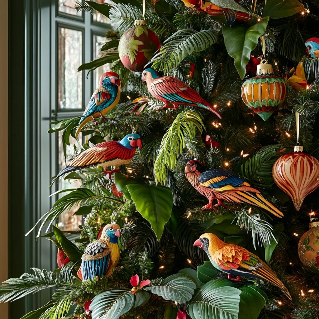 21. Wildlife and Nature Christmas Tree: Rustic and Earthy Holiday Décor Ideas