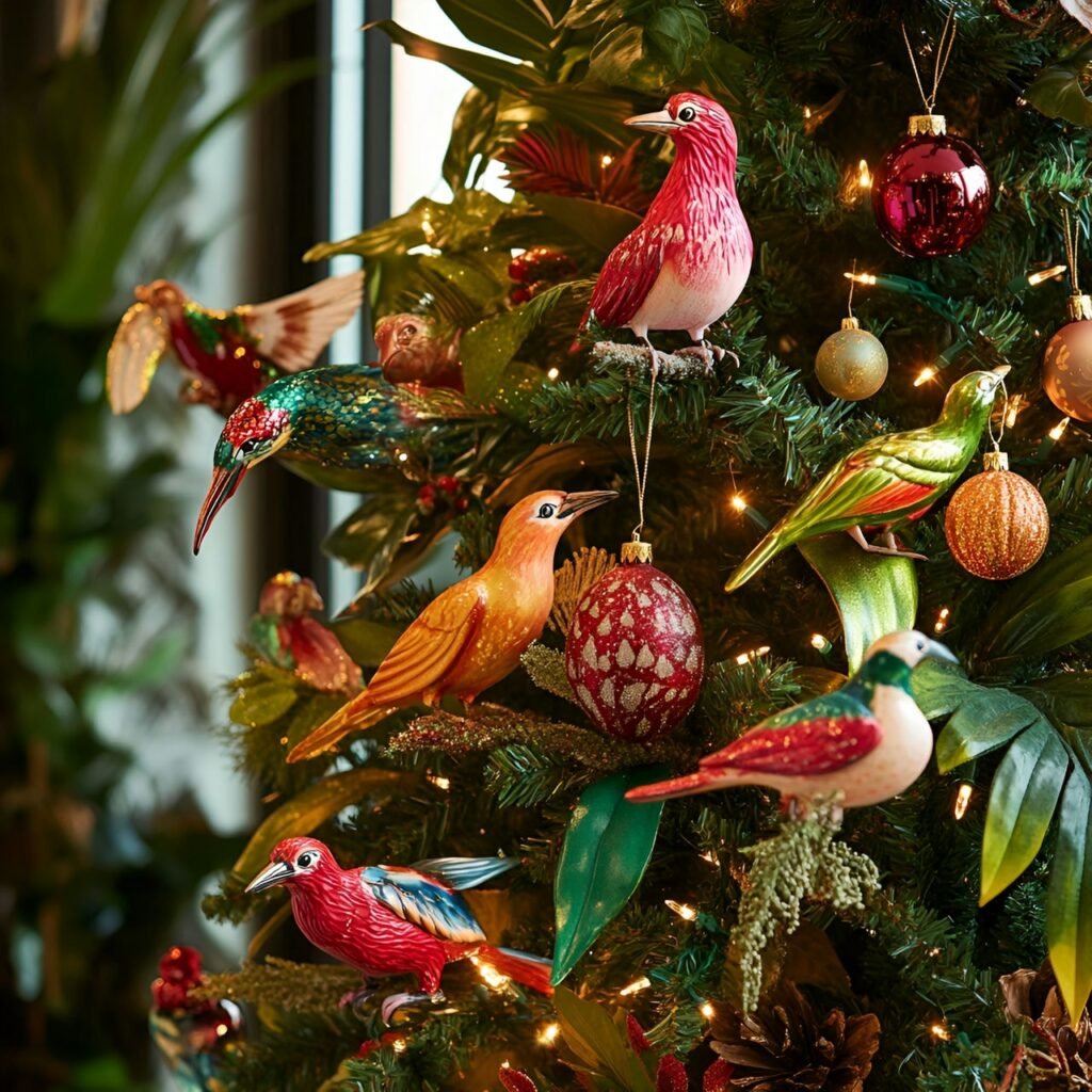 21. Wildlife and Nature Christmas Tree: Rustic and Earthy Holiday Décor Ideas