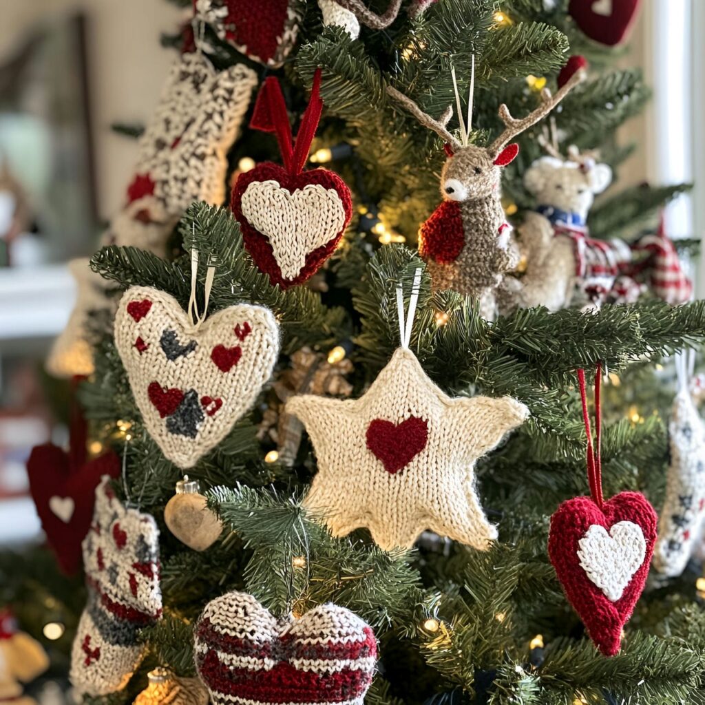 19. Upcycled Sweater Ornament Tree with Cozy Winter Shapes