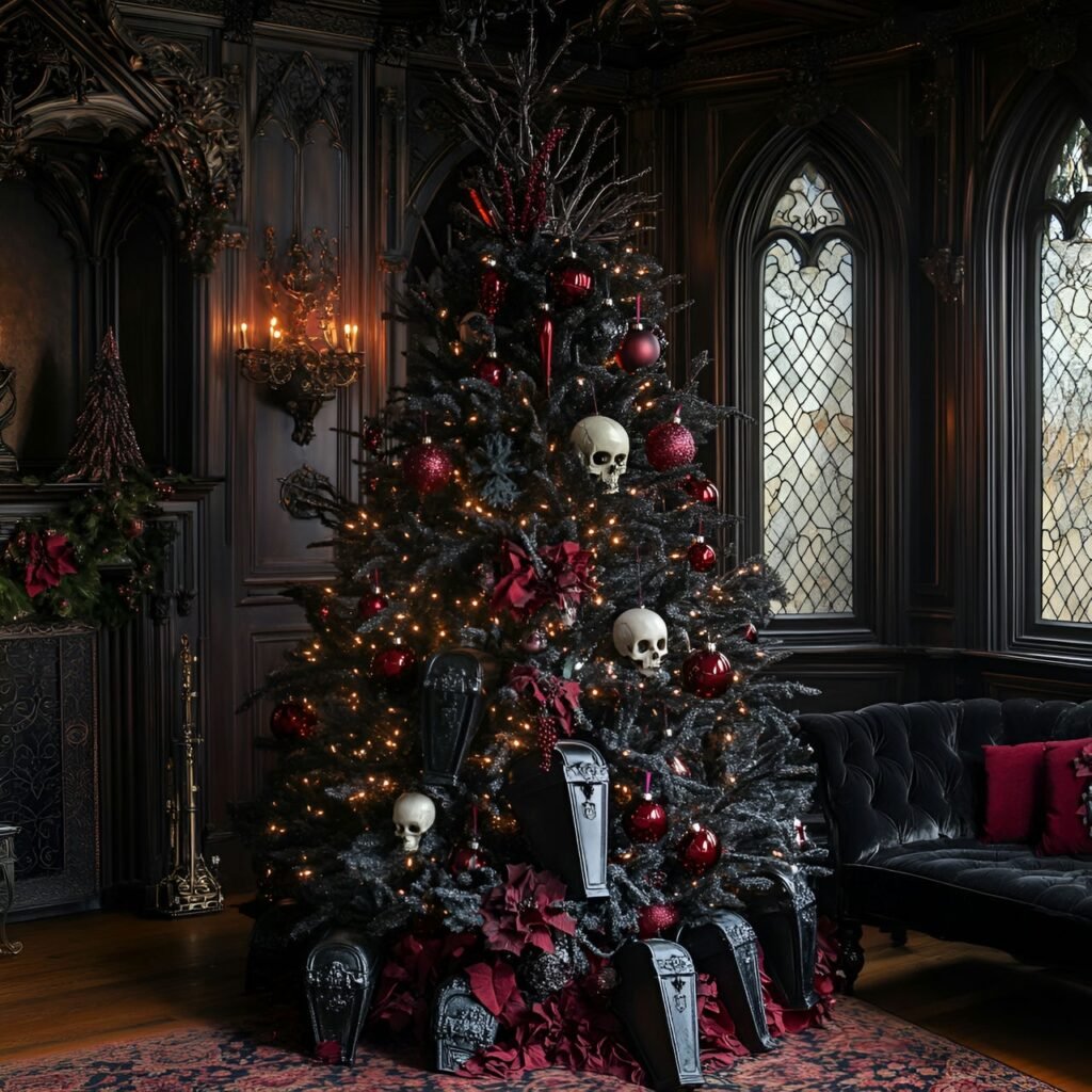 29. Gothic Christmas Tree: Darkly Enchanting Holiday Décor