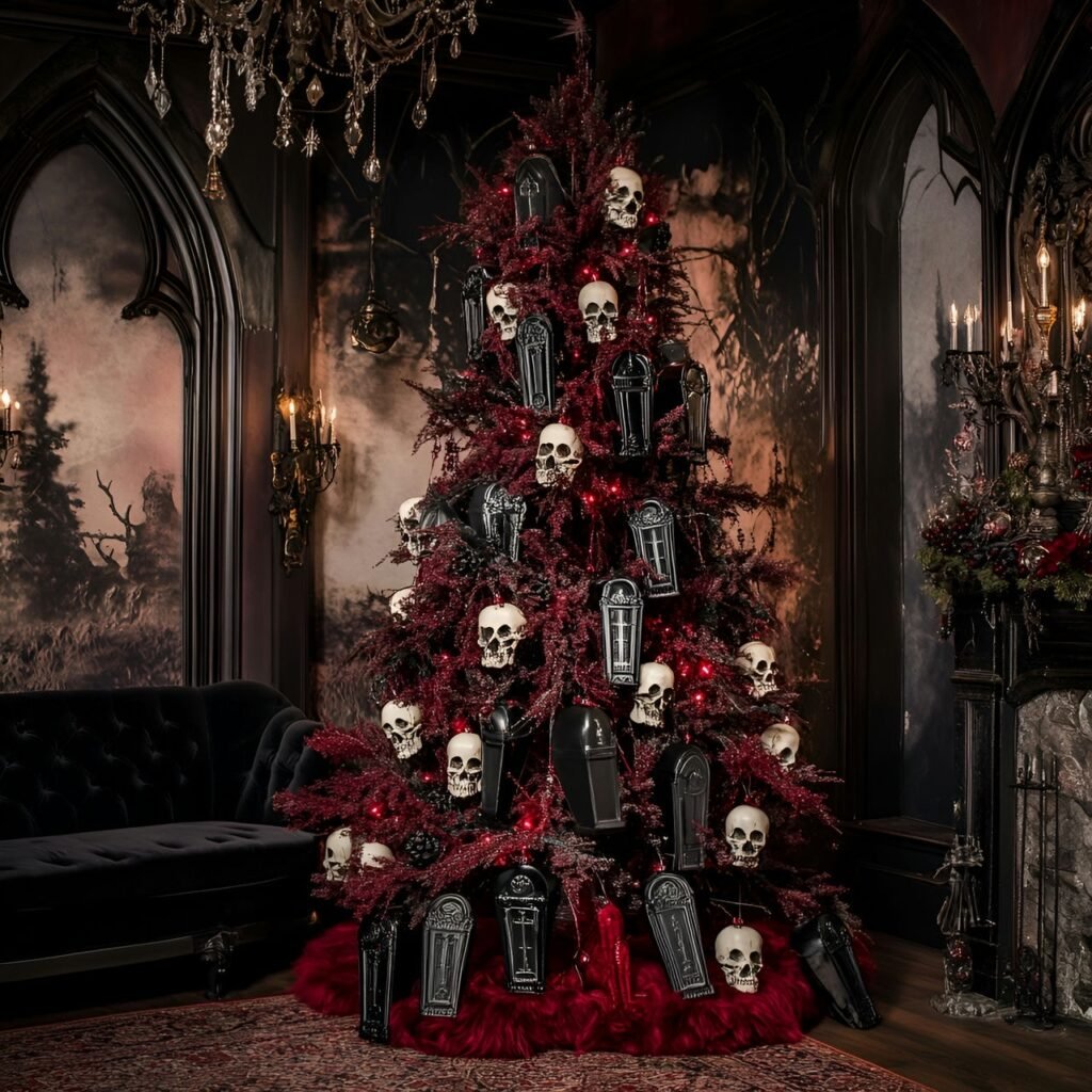 29. Gothic Christmas Tree: Darkly Enchanting Holiday Décor