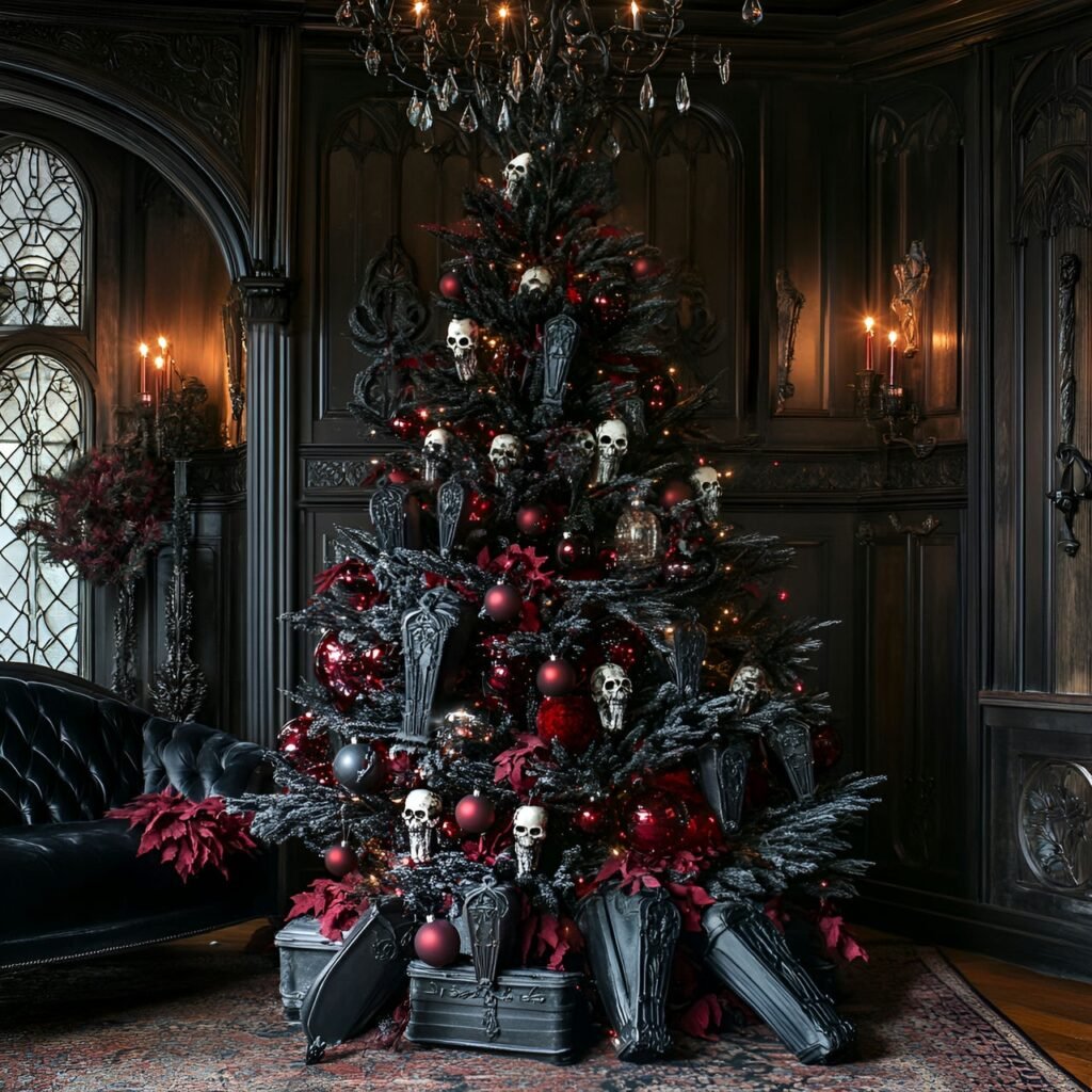 29. Gothic Christmas Tree: Darkly Enchanting Holiday Décor