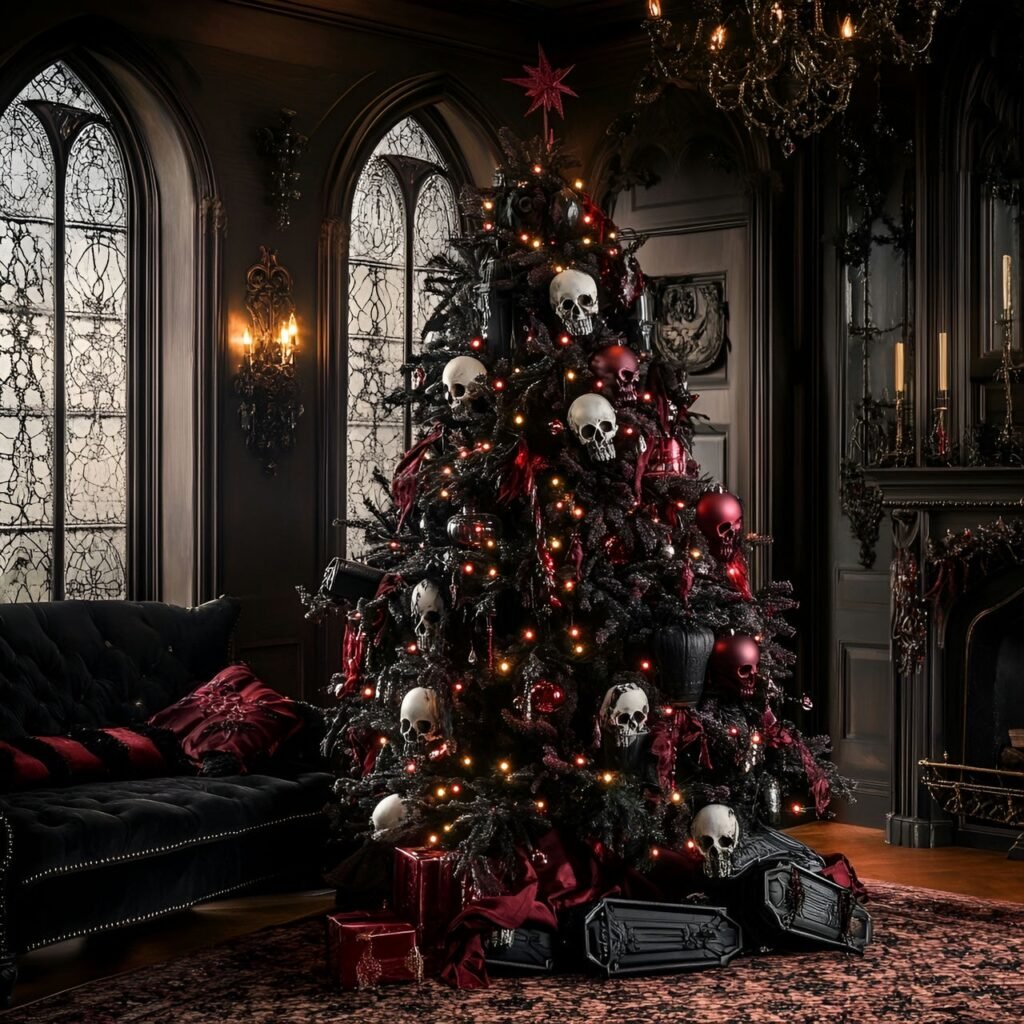 29. Gothic Christmas Tree: Darkly Enchanting Holiday Décor