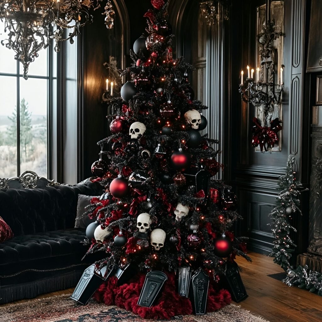 29. Gothic Christmas Tree: Darkly Enchanting Holiday Décor