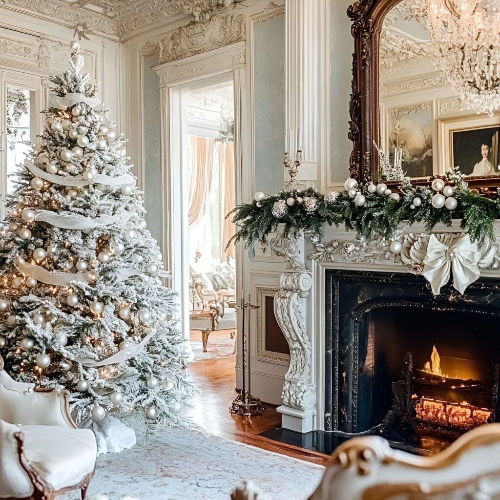 19. Victorian Frosted Bauble Tree with Glass Baubles & Pearls