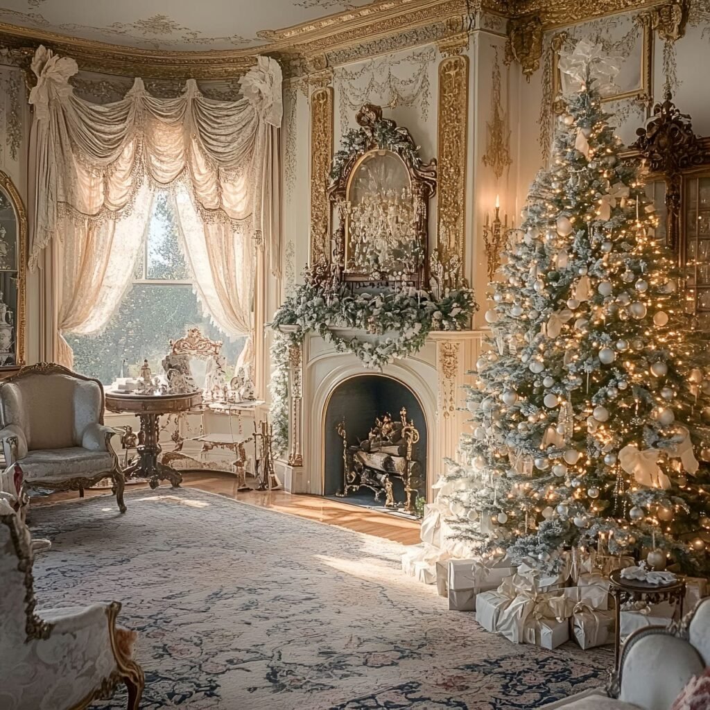 19. Victorian Frosted Bauble Tree with Glass Baubles & Pearls