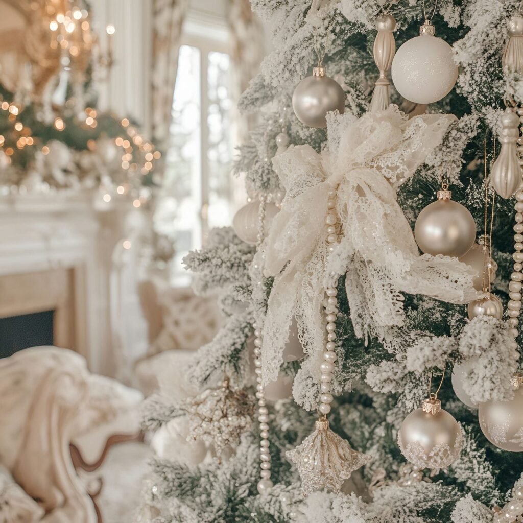 19. Victorian Frosted Bauble Tree with Glass Baubles & Pearls