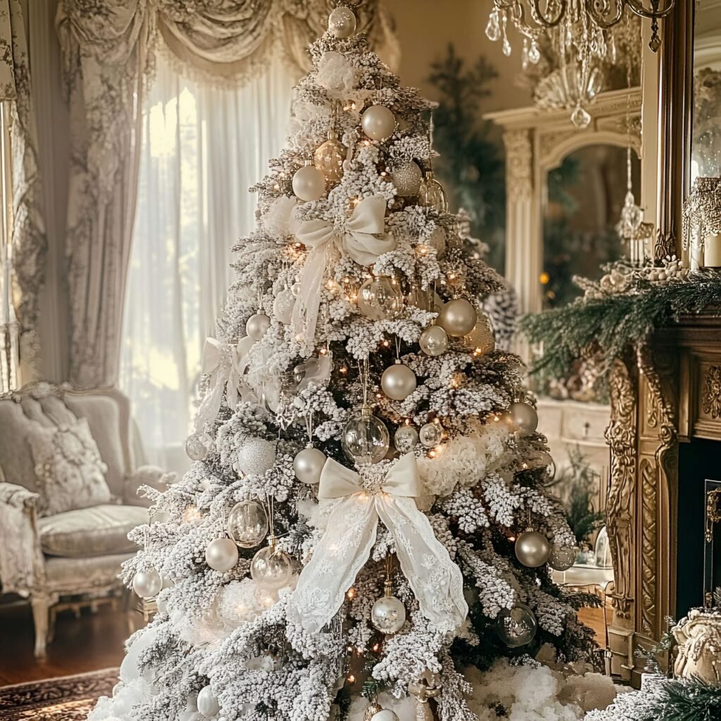 19. Victorian Frosted Bauble Tree with Glass Baubles & Pearls