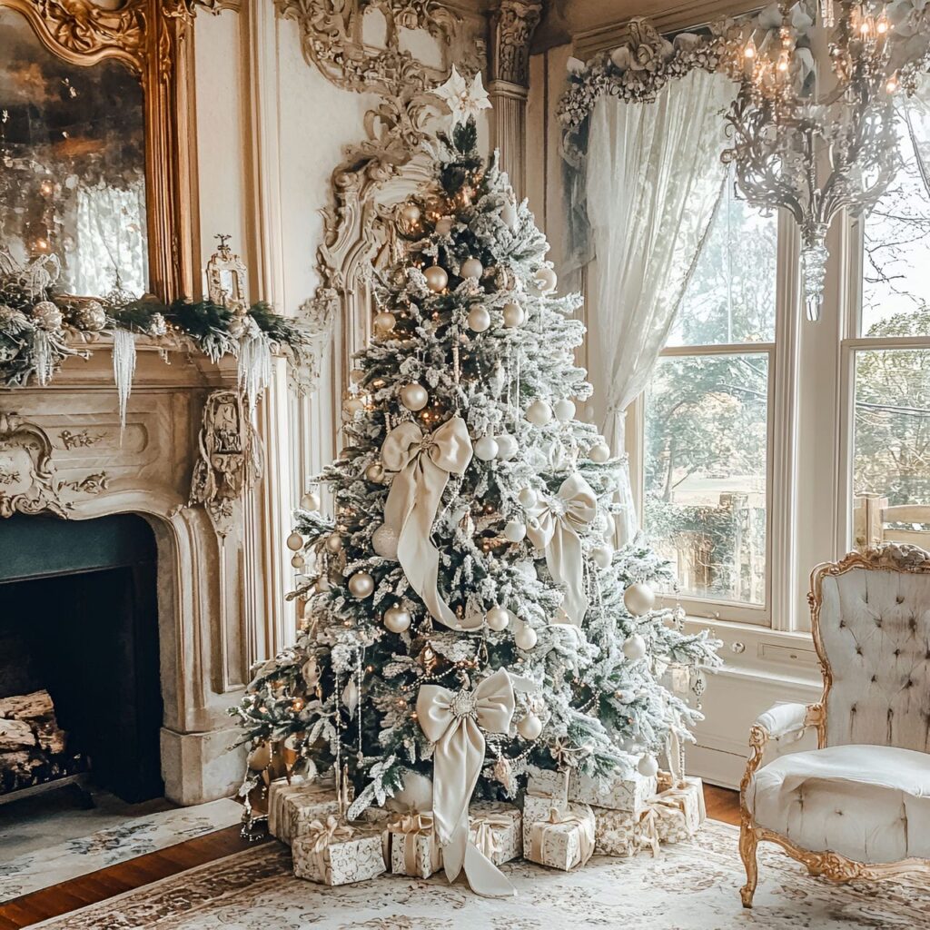 19. Victorian Frosted Bauble Tree with Glass Baubles & Pearls