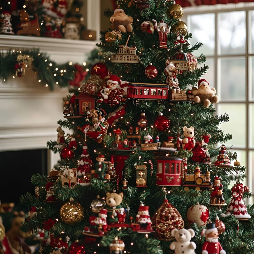 12. Vintage Toy Christmas Tree: Nostalgic and Whimsical Holiday Décor