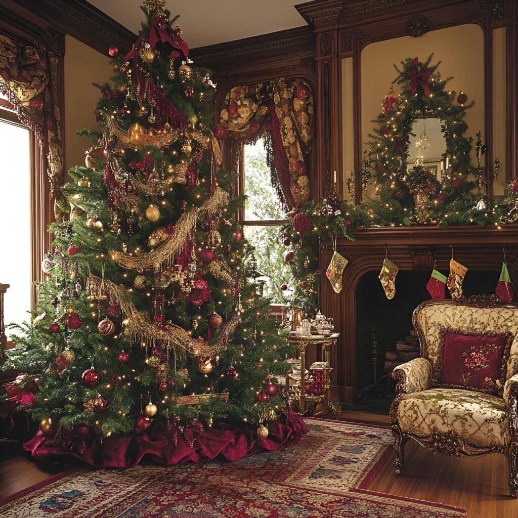 22. Vintage Victorian Christmas Tree: Timeless Holiday Elegance