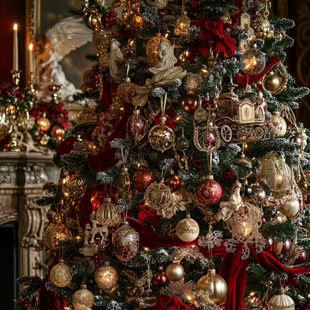 22. Vintage Victorian Christmas Tree: Timeless Holiday Elegance