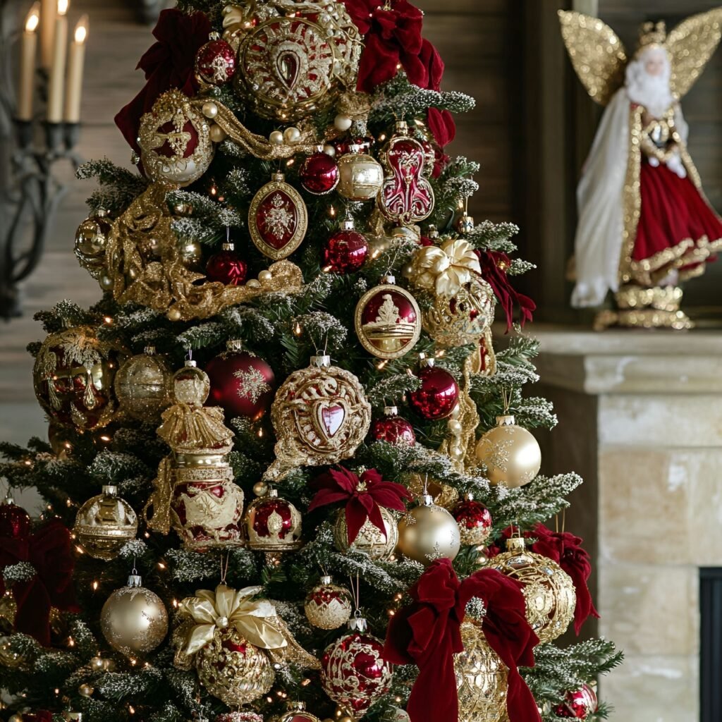 22. Vintage Victorian Christmas Tree: Timeless Holiday Elegance